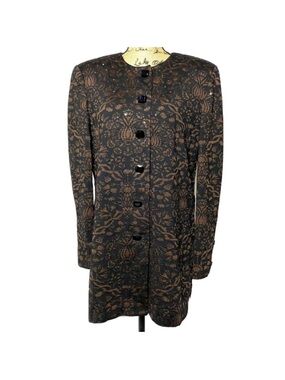 St. John Evening Brown Black Sequin Embellished Wool Knit Jacket Sz 4